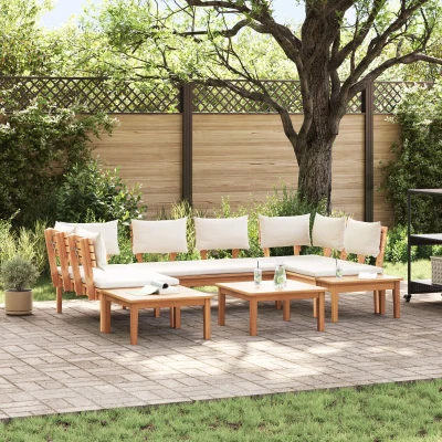 Afbeelding van vidaXL 4 delige Tuinbank Set met Kussens Massief Hout Teak