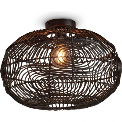 Afbeelding van GOOD&amp;MOJO Plafonniere Madeira Rotan Zwart Ø48cm