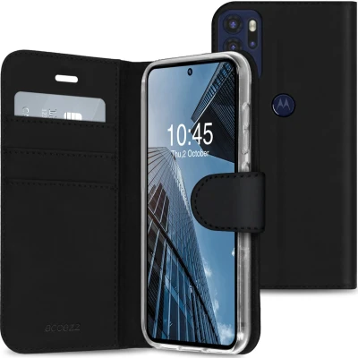 Afbeelding van Accezz Hoesje Geschikt voor Motorola Moto G60 Met Pasjeshouder Wallet Softcase Bookcase Zwart