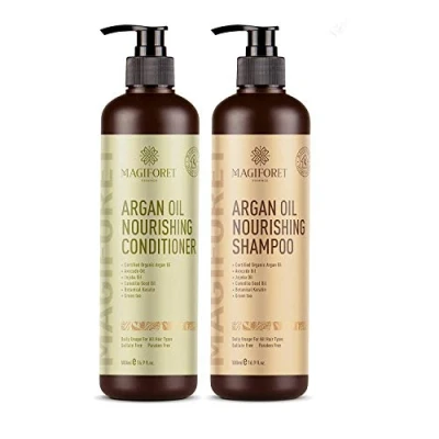 Afbeelding van Argan Oil Shampoo en Conditioner Set (2 x 16,9 oz) MagiForet Organic &amp; Sulfaatvrij Volumizing Moisturizing (sets)