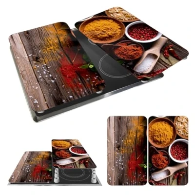 Afbeelding van WENKO Set van 2 universele afdekplaten voor alle fornuizen, gehard glas, 30 x 52 cm, meerkleurig