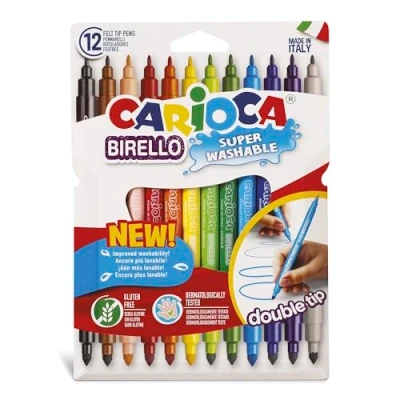 Afbeelding van Carioca Birello Marker, fijne en middelgrote punt, wasbaar, niet giftig, 12 stuks