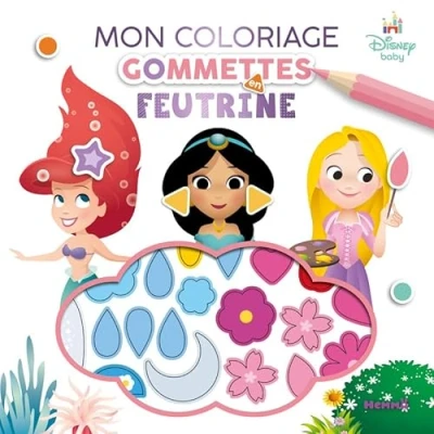 Afbeelding van DISNEY BABY MON COLORIAGE GOMMETTES EN FEUTRINE PRINCESSE