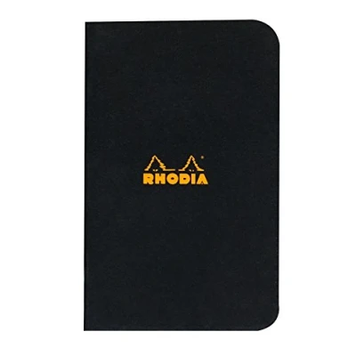 Afbeelding van RHODIA 119159C Notitieboek, piqué zwart, 7,5 x 12 cm, kleine ruitjes, 48 pagina&#039;s, wit Clairefontaine papier, 80 g/m², omslag van zachte gecoate kaart, robuust en waterdicht, klassiek