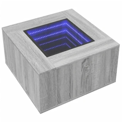 Image de vidaXL Table basse avec LED sonoma gris 60x60x40 cm bois d&#039;ingénierie847572