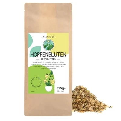 Image de Alpi Nature Houblon Coupé 125g, Pétales de Séchés et Coupés, Humulus Lupulus, Tisane en Vrac
