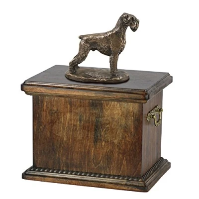 Afbeelding van Schnauzer urn hond met beeldje elegante in klassieke stijl
