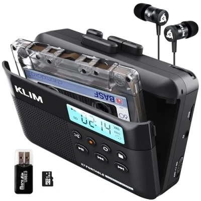 Afbeelding van KLIM K7 cassettespeler + Cassette naar MP3 converter Walkman draagbare cassetterecorder met geïntegreerde microfoon en luidspreker oplaadbare batterij hoofdtelefoon