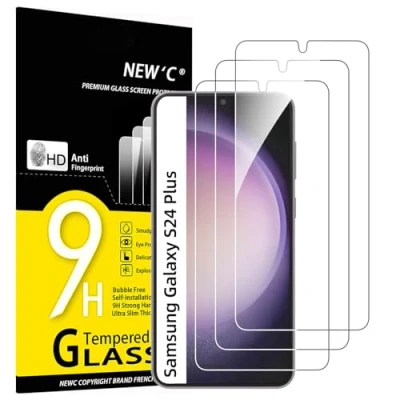 Afbeelding van NEW&#039;C Displaybeschermfolie voor Samsung Galaxy S24 Plus/S24+ 5G, krasvrij, 9H hardheid, HD displaybeschermfolie, ultra transparant, 0,33 mm, sterk, 3 stuks