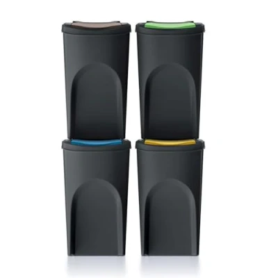 Afbeelding van Prosperplast Kaden Prullenbak set van 4x35L Zwart