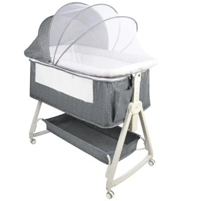 Afbeelding van Mobiele wieg, logeerbed, in hoogte verstelbaar, kantelbaar, co slaap, compatibel met verschillende bedden, eenvoudig te installeren en transporteren, 92 x 52 106 118 cm (6 verstelstanden),