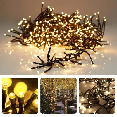Afbeelding van Cheqo® Kerstverlichting Kerstboomverlichting Kerstlampjes 1800 LED 36M Voor Binnen en Buiten Timer Warm Wit 8 Lichtfuncties Lang Snoer Clusterverlichting Sfeerverlichting Feestverlichting