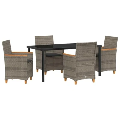 Afbeelding van vidaXL 5 delige tuinset met kussens grijs poly rattan