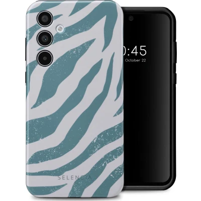 Afbeelding van Selencia Hoesje Geschikt voor Samsung Galaxy A35 Vivid Backcover Colorful Zebra Pine Blue
