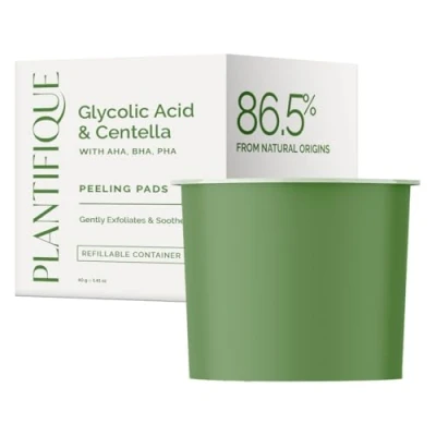 Afbeelding van PLANTIFIQUE Alleen Koreaanse navulpads met glycolzuur en CICA, 60 stuks, peelingpads AHA, BHA, PHA voor zachte vernieuwing, tonic reiniger alle huidtypes
