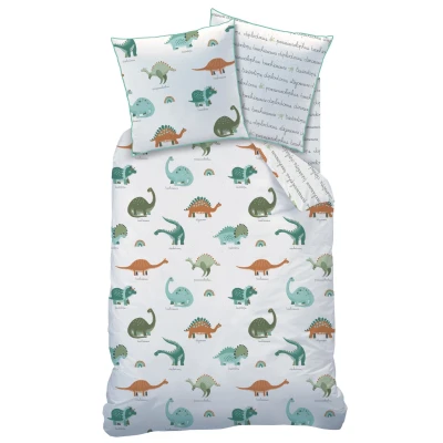 Afbeelding van Matt &amp; Rose Dekbedovertrek Dino&#039;s Eenpersoons 140 x 200 + 63 cm Katoen