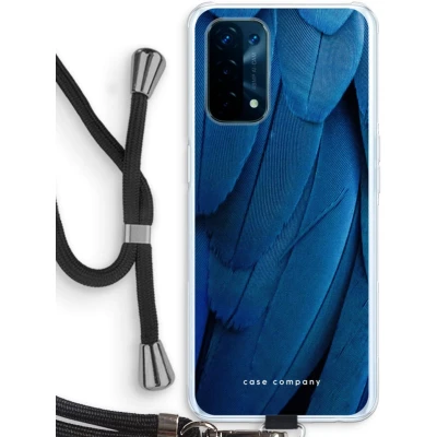 Afbeelding van Case Company® hoesje met Koord geschikt voor Oppo A93 5G Pauw Telefoonhoesje Zwart Bescherming aan alle Kanten en Over de Schermrand