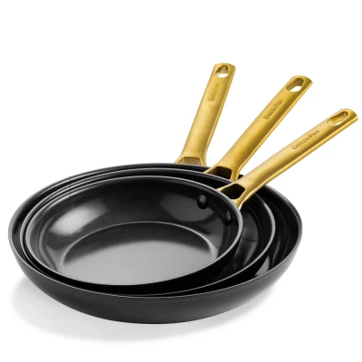 Afbeelding van Greenpan Padova Reserve Black 3 delige Pannenset Met Keramische Antikleeflaag 20 + 24 28cm
