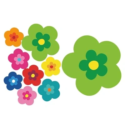 Afbeelding van tradercat Pril Set van 8 autostickers, bloemenmotief, retrostijl voor elk glad oppervlak, ideaal je auto, bloemen (groen)