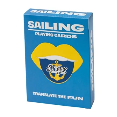 Afbeelding van Lingo Sailing/zeilen speelkaarten playingcards reis flashcards jong en oud leer zeilen marintime slang woordenschat op een leuke gemakkelijke manier 52 essentiële vertalingen Leren reizen spelen ‎8.99x6.5x1.78cm 91g
