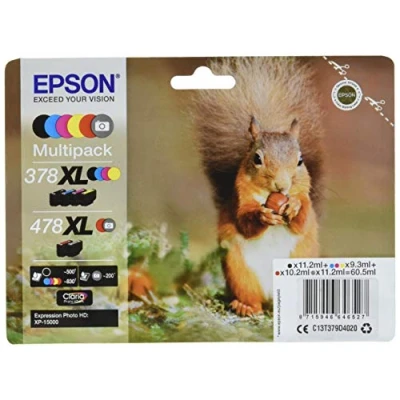Image de Epson 478XL Multipack Pack de 6 gris noir jaune cyan magenta rouge original emballage coque avec alarme radioélectrique/ acoustique cartouche d&#039;encre pour Expression Photo XP 8500 Small in One