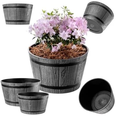 Afbeelding van Kadax Bloempot, plantenbak, rond, van kunststof, voor binnen en buiten, huis, tuin, balkon, terras, weerbestendig, set 2, 30 cm 40