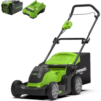 Afbeelding van Greenworks Accugrasmaaier 40 Volt Met 4.0 Ah Accu En Lader 500 m² Grasopvangbox: 50 L 18 kg Snijbreedte: 41 cm Snijhoogte: 25 80 mm