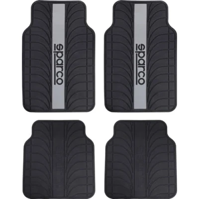Afbeelding van Sparco Corsa SPC1913GR Set van 4 matten, zwart, 100% latex met grijze band, grijs