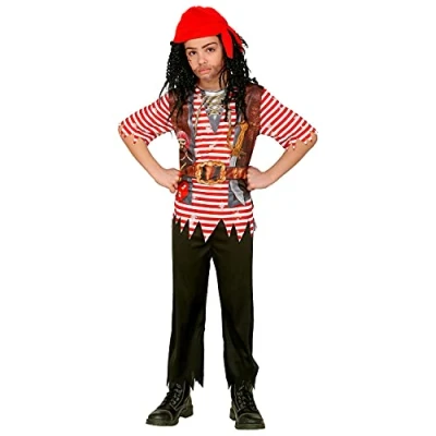 Afbeelding van Widmann Piraat &amp; Viking Kostuum Nooitgedacht Zonder Schat Kind Jongen Rood, Zwart Maat 158 Carnavalskleding Verkleedkleding