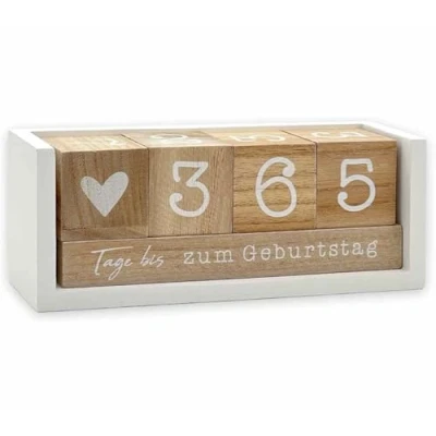 Afbeelding van Jaarlijkse aftelkalender, duurzame houten tafelkalender, permanente kalender, dagenteller, 100% hout (MDF), in vensterdoos, verjaardag, Nieuwjaar,