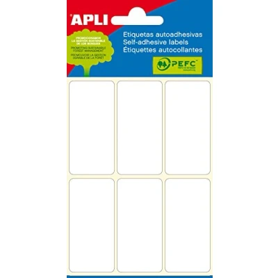 Afbeelding van Apli Witte Etiketten Ft 26 X 54 Mm (b H), 36 Stuks, 6 Per Blad (2681) Etiket