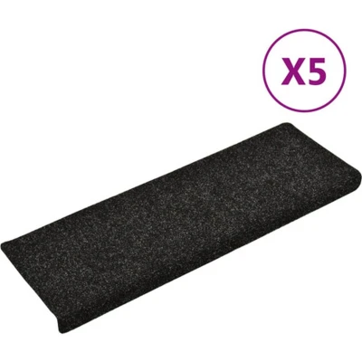 Afbeelding van Trapmatten 5 st 65x21x4 cm naaldvilt zwart