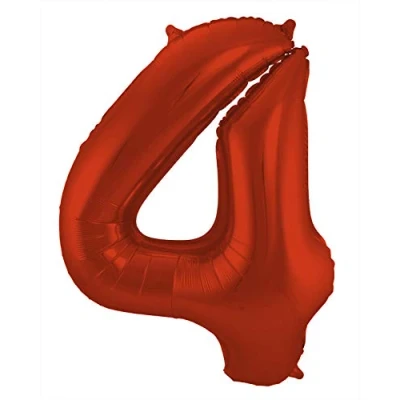 Image de Ballon aluminium numéro 4 Rouge Métallisé Mat 86cm