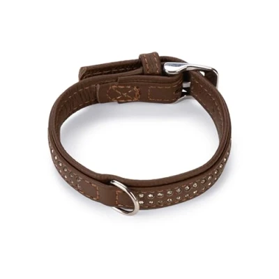Afbeelding van Karlie vintage halsband 2 diamant bruin