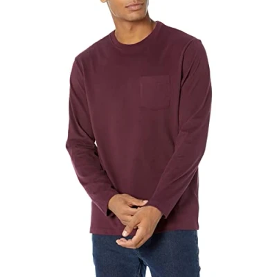 Image de Amazon Essentials T shirt à manches longues pour homme, coupe classique, bordeaux, taille S