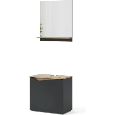 Afbeelding van Vicco Badkamermeubelset Marelle, Antraciet/Artisanaal eiken, 2 delen