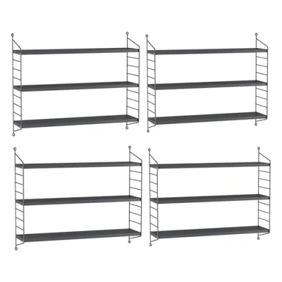 Afbeelding van Wandplank Strängnäs set van 4 verstelbaar 50x60x15 cm donkergrijs [en.casa]