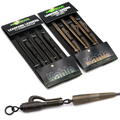 Afbeelding van Korda Leadcore Leaders Hybrid Lead Clip Ring Swivel 1m (3 pcs) Kleur : Gravel Brown