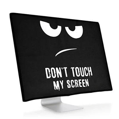 Afbeelding van kwmobile beschermhoes Monitor geschikt voor 31 32&quot; Computerscherm cover Computer accessoires PC scherm hoes in wit / zwart Don&#039;t Touch My Screen design