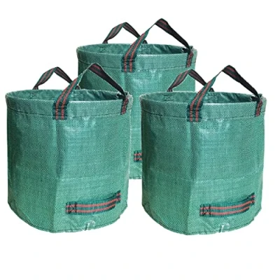 Afbeelding van 3 x 500 l vuilniszakken voor de tuin, duurzaam, van polypropyleen, robuust, tuinafvalzakken