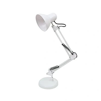 Afbeelding van BEL AIR HOME Antigona led bureaulamp met scharnierarm, retro vintage design, in hoogte verstelbaar 34 67 cm, E27 fitting (lamp niet inbegrepen), ideaal voor studeren, werken en lezen, 1100 g (wit)