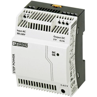 Afbeelding van Phoenix Contact STEP PS/1AC/5DC/6.5 DIN rail netvoeding 5 V/DC 6.5 A 32.5 W Aantal uitgangen: 1 x Inhoud: stuk(s)