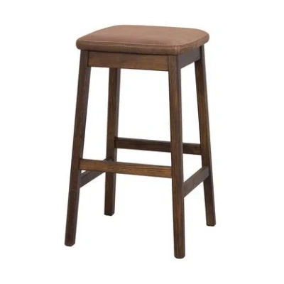 Afbeelding van Rowico Home Livermore Barkruk Donkerbruin Hout Zonder Rugleuning Armleuning Rond Voor Kookeiland 68 cm