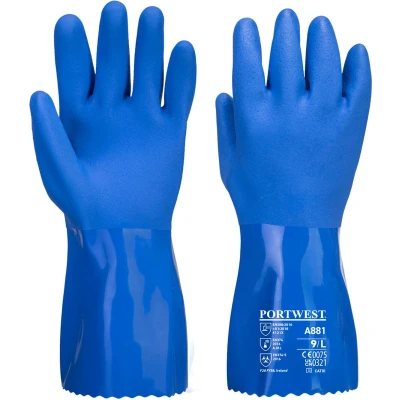 Afbeelding van Handschoen PVC Chemiebestendig blauw A881 Portwest