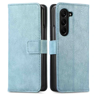 Afbeelding van iMoshion Hoesje Geschikt voor Samsung Galaxy Z Fold 5 Met Pasjeshouder Luxe Bookcase Lichtblauw