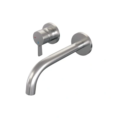 Afbeelding van Brauer Brushed Edition Wastafelmengkraan inbouw gebogen uitloop rechts hendel middel dik model E2 PVD geborsteld RVS