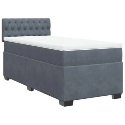 Afbeelding van vidaXL Boxspring met matras fluweel donkergrijs 80x200 cm