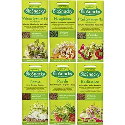 Afbeelding van Rapunzel Sprossen Mix Set van 6 biologische kiemrepen om zelf te ontkiemen 450 g