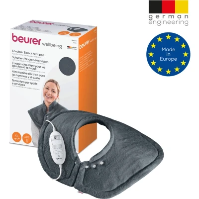 Afbeelding van Beurer HK 54 Elektrisch Warmtekussen Heating pad Schouders en nek 52 x 56 cm 3 Warmtestanden Snelle opwarming Automatische uitschakeling Fleece/katoen Machinewasbaar Jaar garantie Grijs