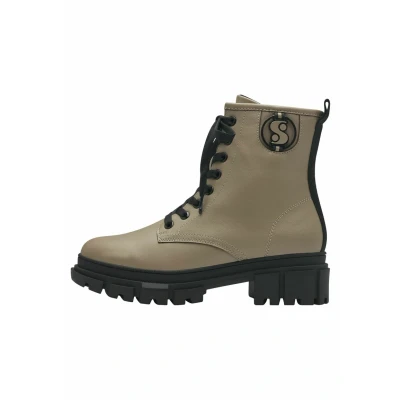 Afbeelding van s.Oliver Stiefelette Veterboots, Dames, Maat: 37, Taupe Kunststof